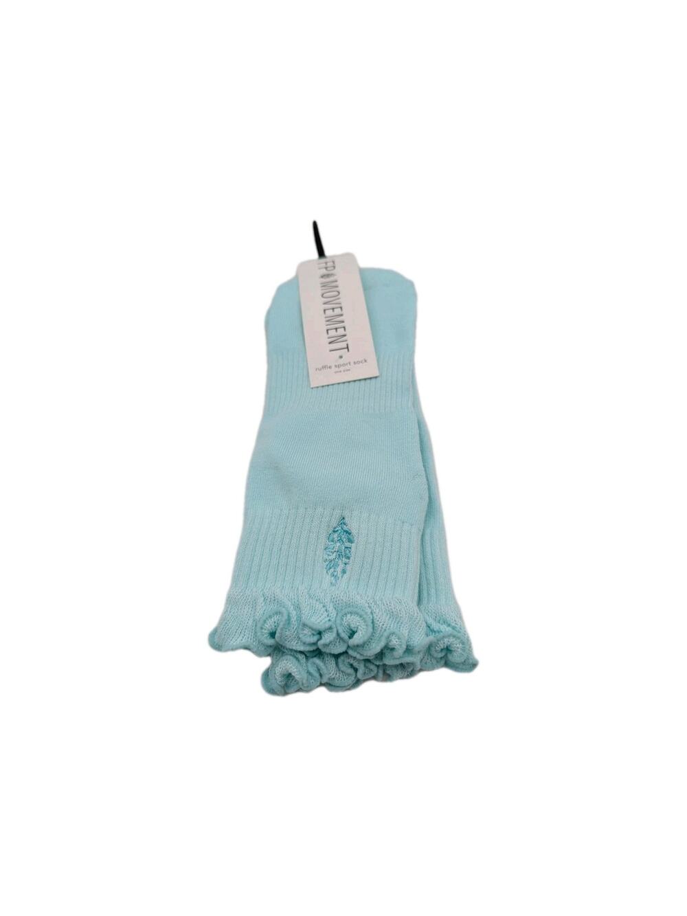 1 Pair Free People FP Movement x Lucky Honey Collab Ruffle Sport Socks Aqua New